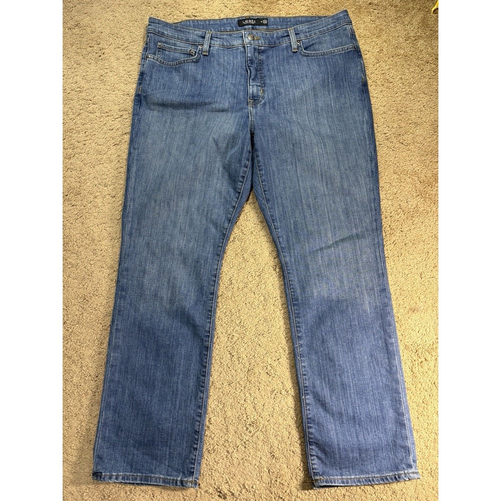 Lauren Ralph Lauren Jeans Women 18 High Rise Straight Leg Blue Denim Preppy